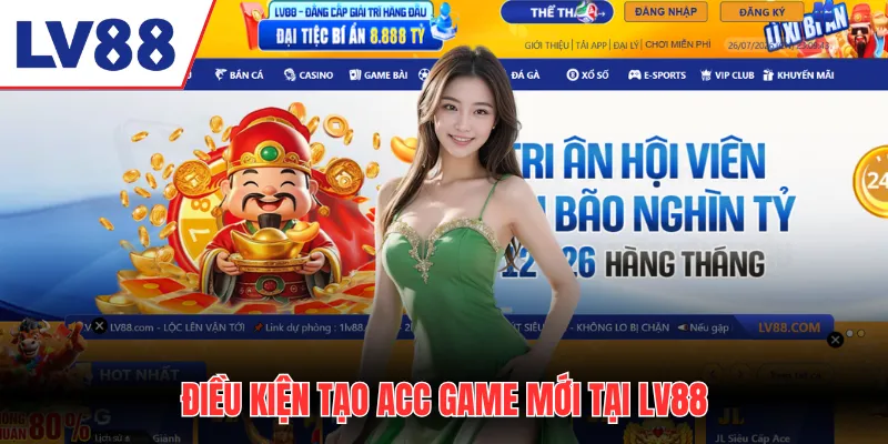 Điều kiện tạo acc game mới tại LV88